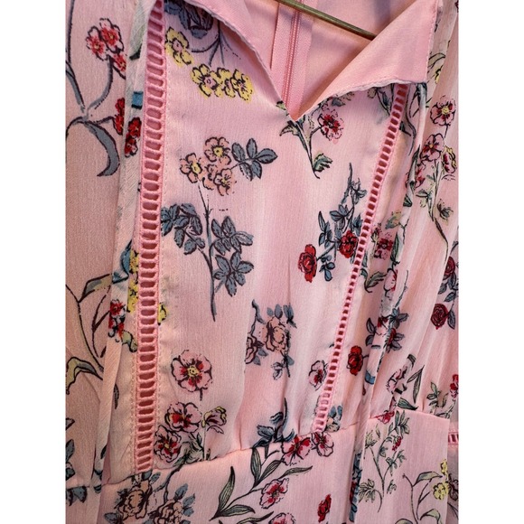 Disney Beauty and the Beast Pink Floral Chiffon Bell Sleeve Mini Dress Womens S - Picture 7 of 10